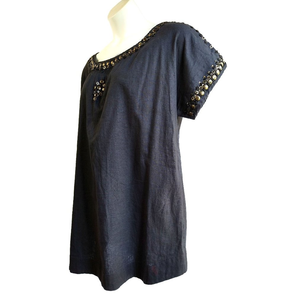 Soft Surroundings Beaded Cotton/Linen Shift Dress - 1X - Picture 2 of 10